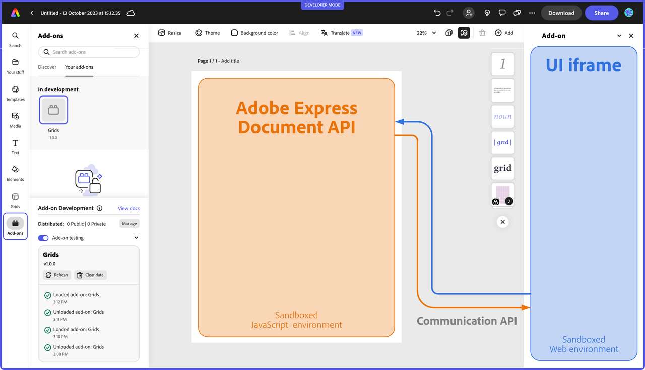 grids addon communication