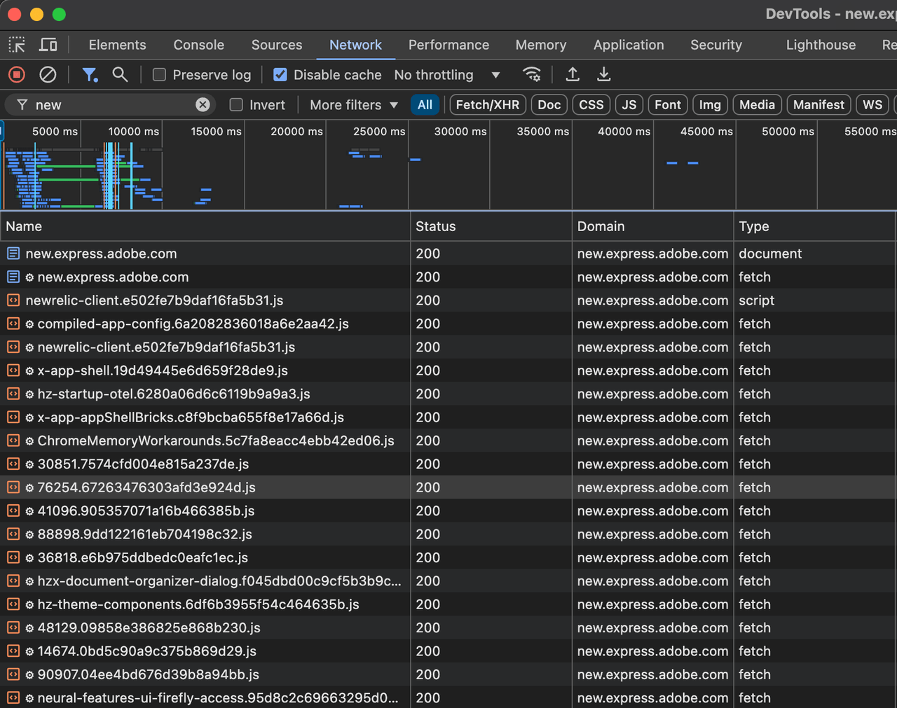 Network panel screenshot