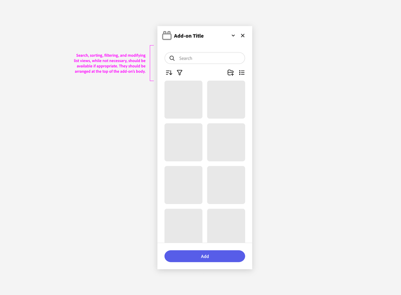 Panel Structure and core content actions