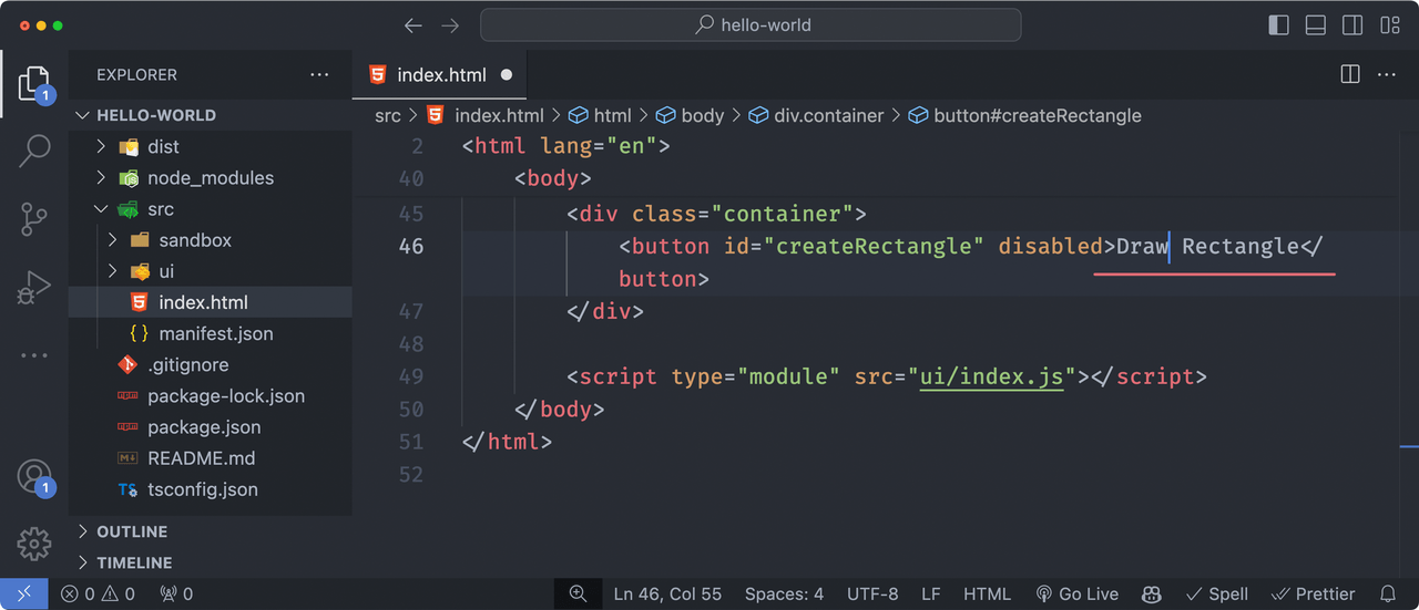 vs code draw rectangle