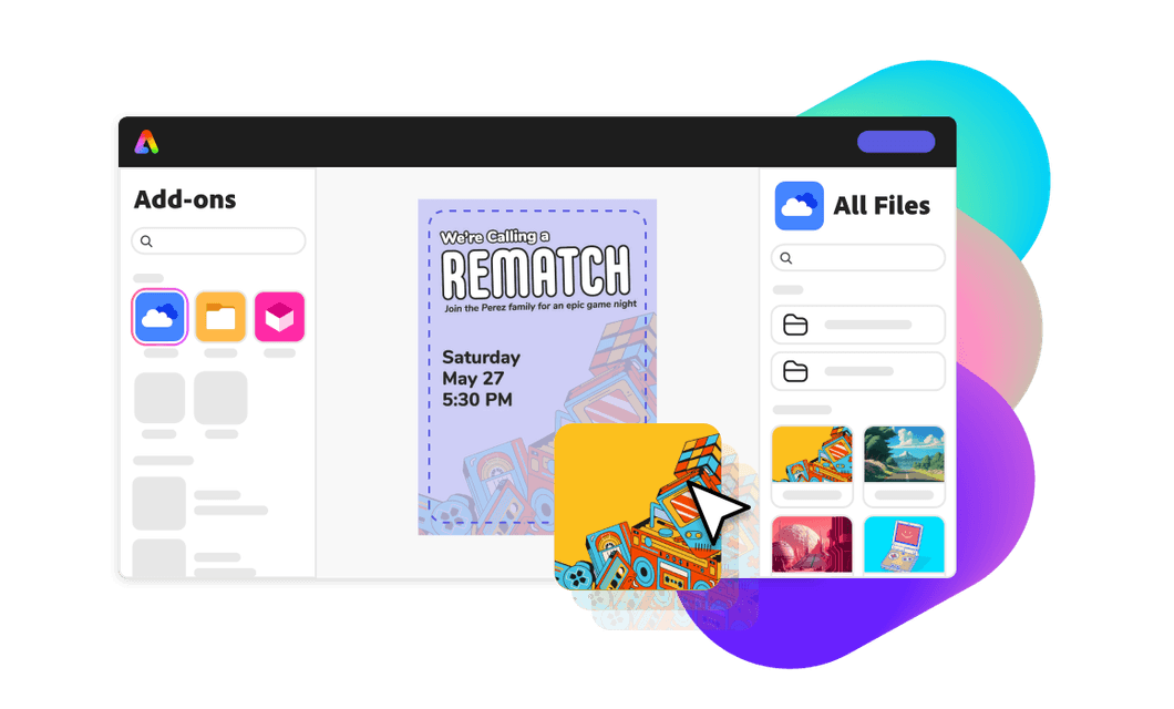 Illustration of dragging and dropping an asset into Adobe Express