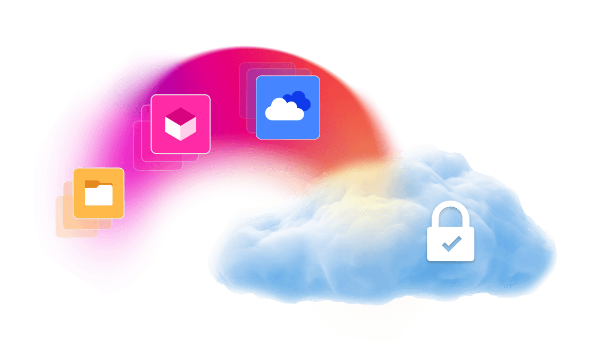 Abstract illustration of services being connected in a secure manner