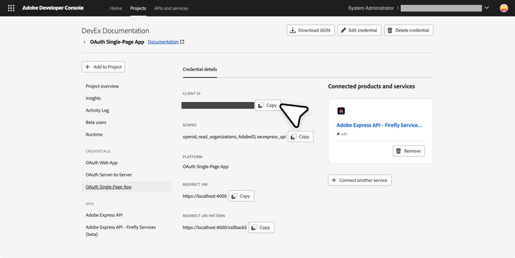 OAuth SPA Credentials