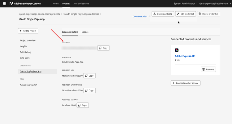 OAuth SPA Credentials