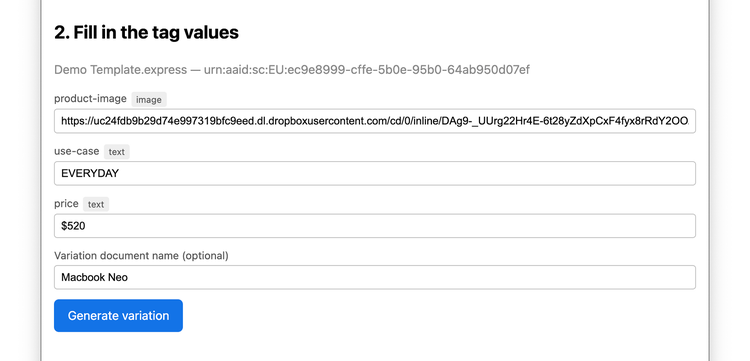 Filled out tag mappings