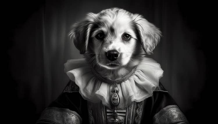 A renaissance artist puppy generated with presets