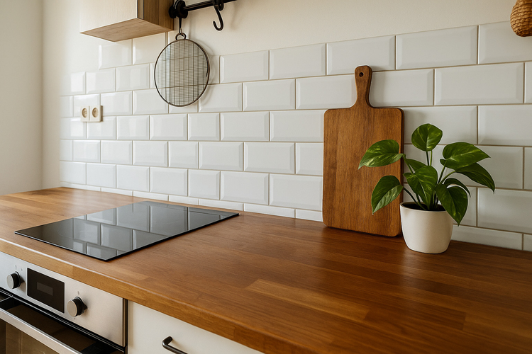 Image of the background, a clean modern kitchen countertop