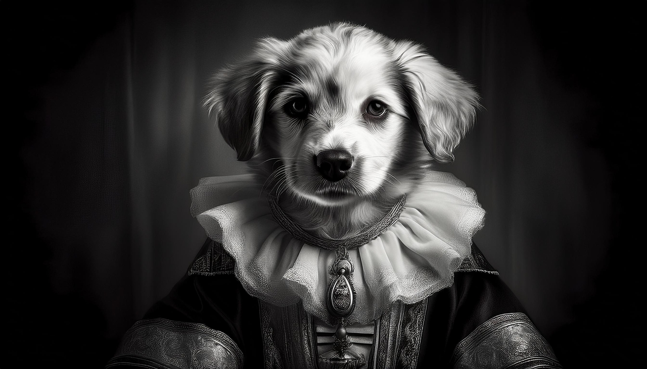 A renaissance artist puppy generated with presets
