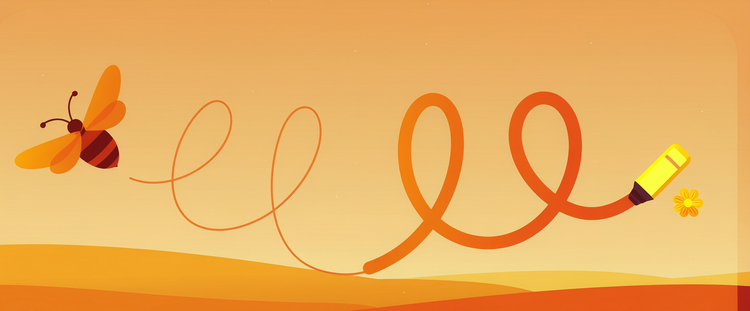 A firefly with its path traced by a marker pen