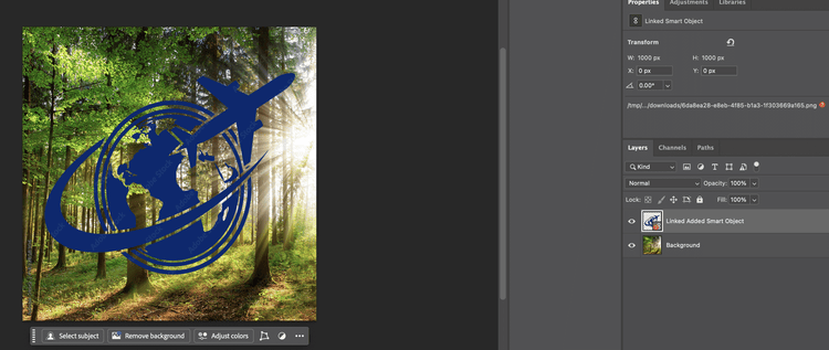 After adding linked smart object