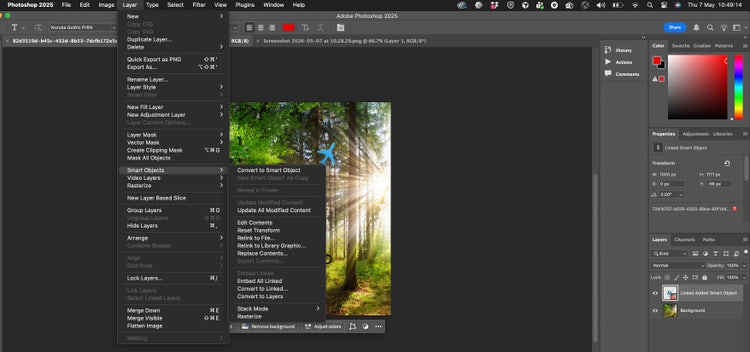 Relinking the smart object in Photoshop