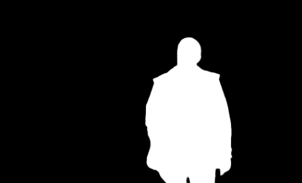 an inverted mask of a person shape with a black background