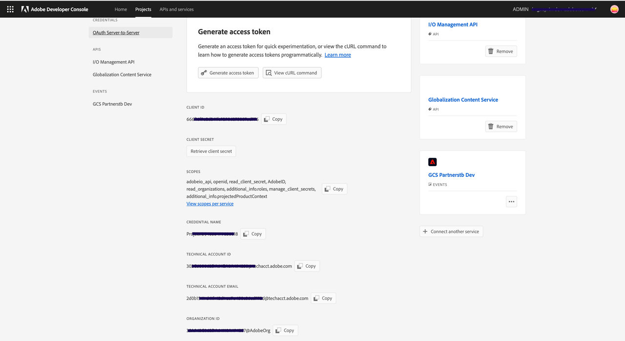 Generated OAuth Server-to-Server Credential