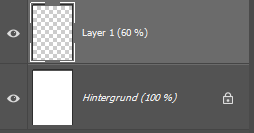 Photoshop Layers panel with layer names "Layer 1 (60 %)" and "Background (100 %)"