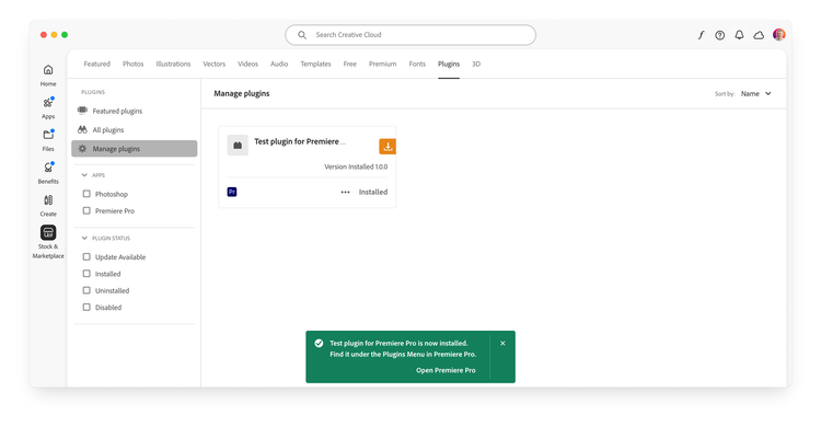 Installed plugin