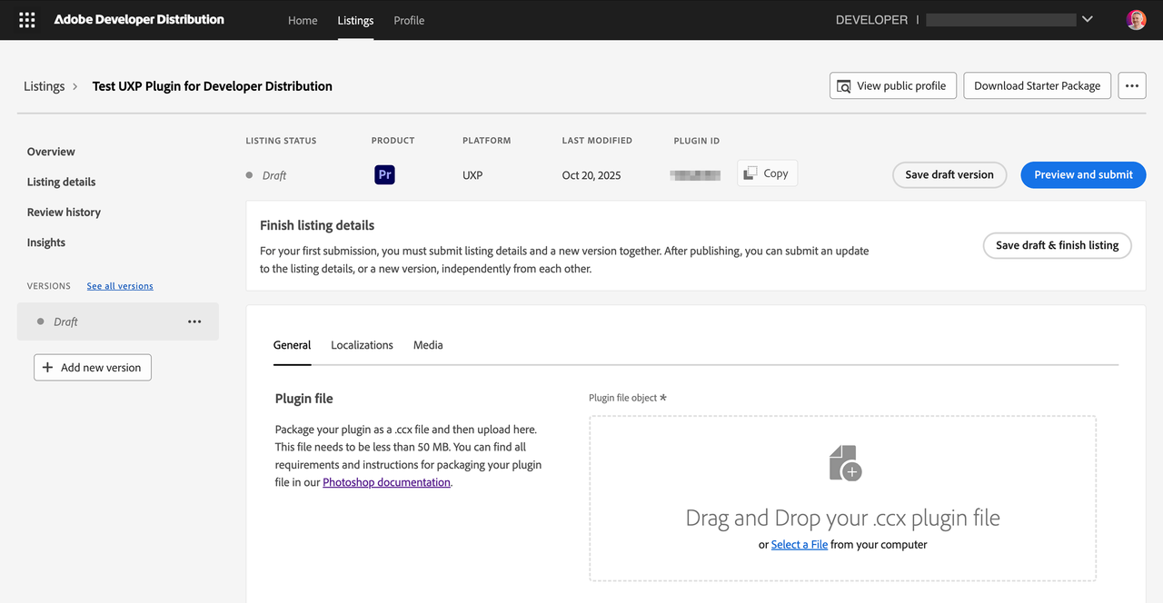 Developer Distribution - Upload CCX