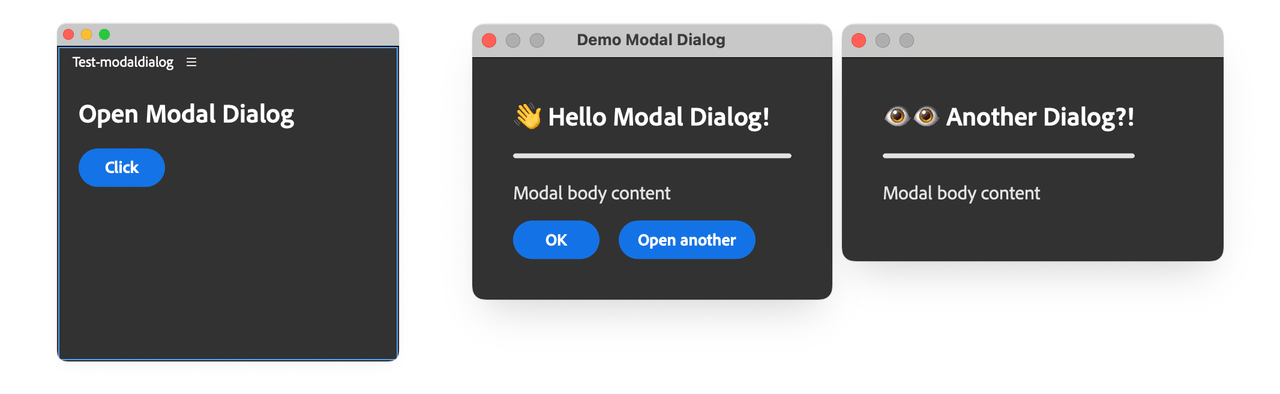 add modal dialogs  chained modals