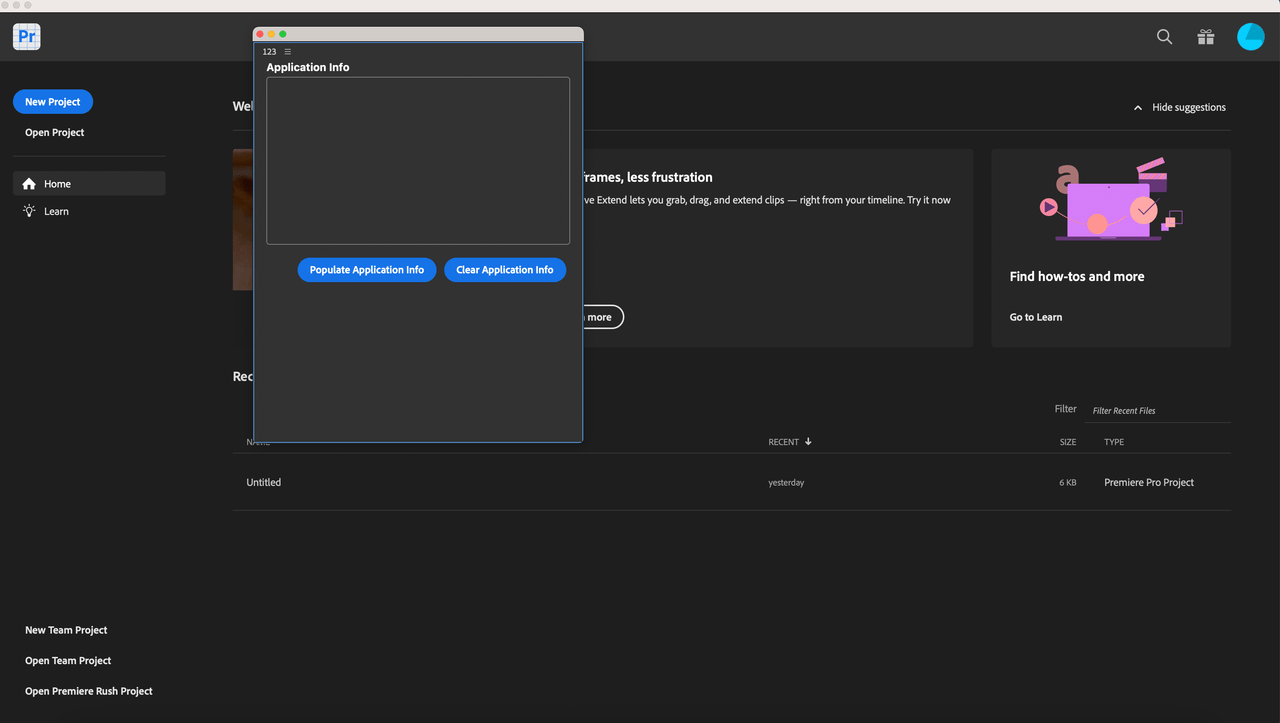 Screenshot of Premiere Pro with the plugin panel open