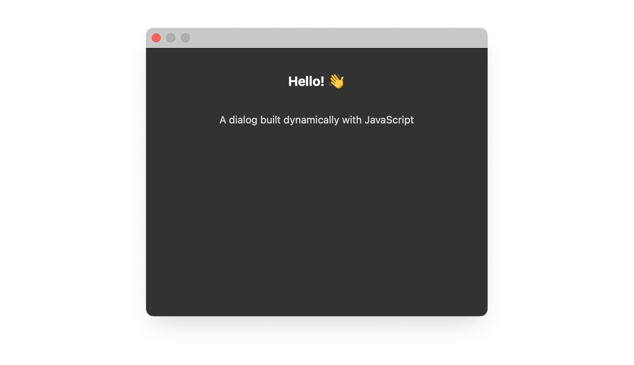 Sample dialog created with JavaScript