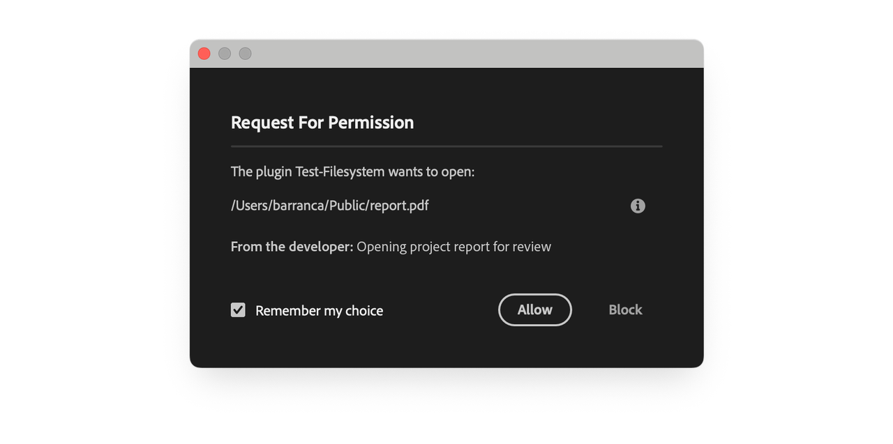 User consent dialog for openPath
