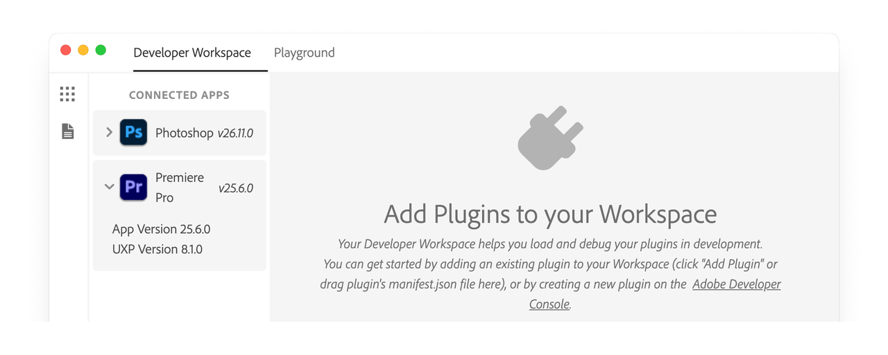 UXP version in the UXP Developer Tool