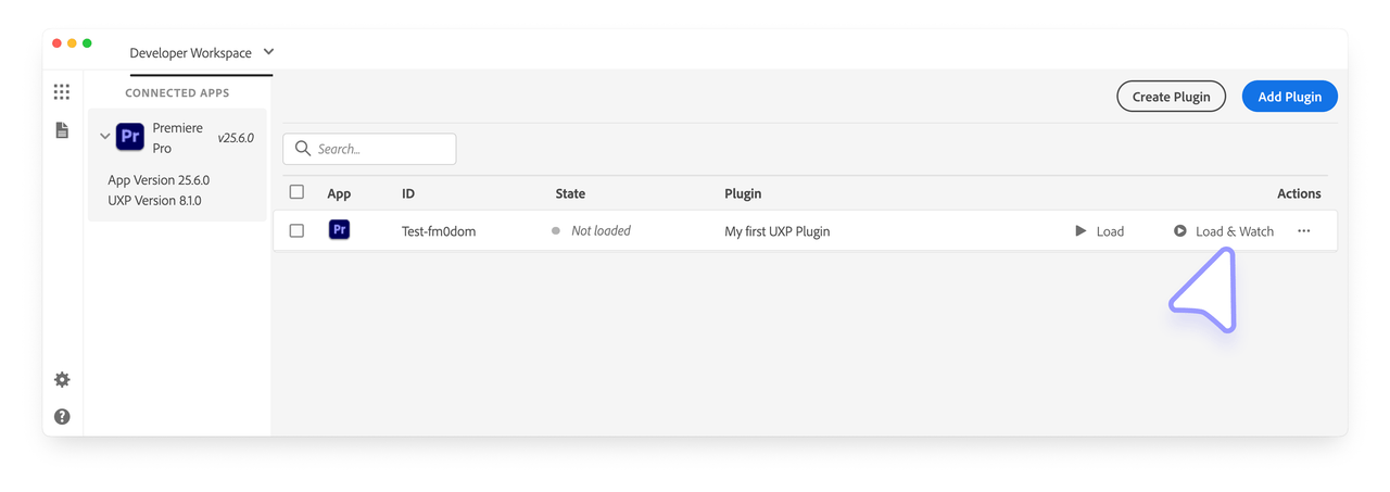 UXP Developer Tool - Load & Watch