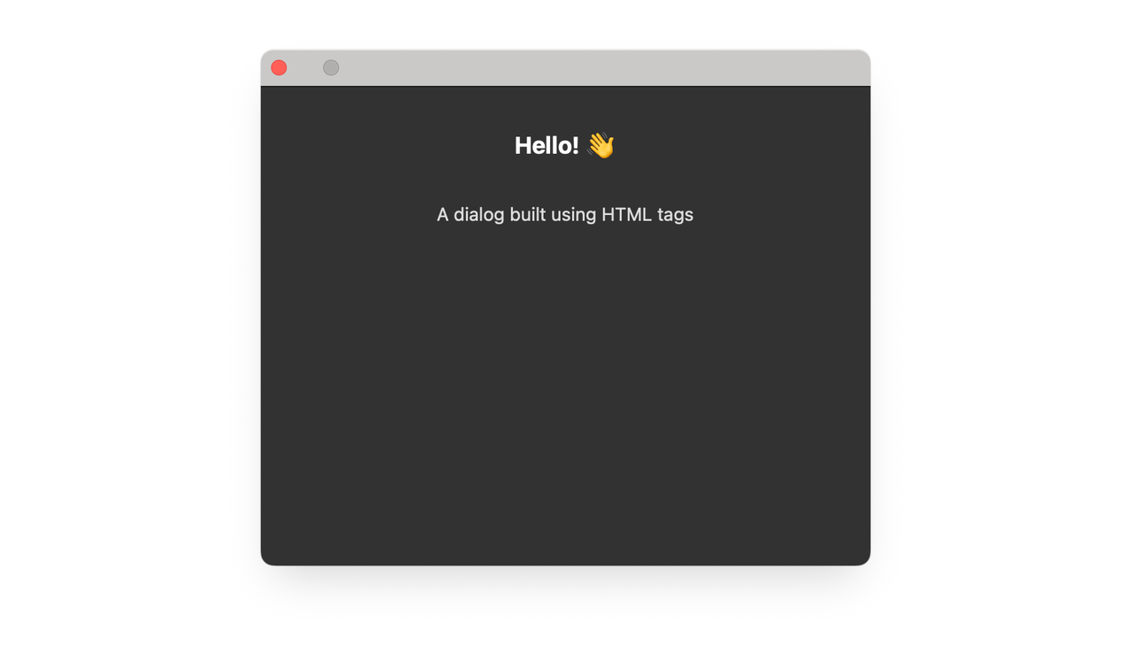 Sample dialog created with HTML markup