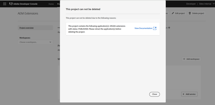 Project can not be delete