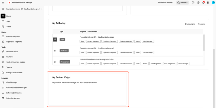 experience-hub-dashboard-widget