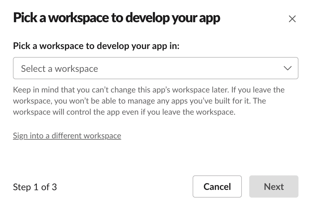 Pick Slack Workspace