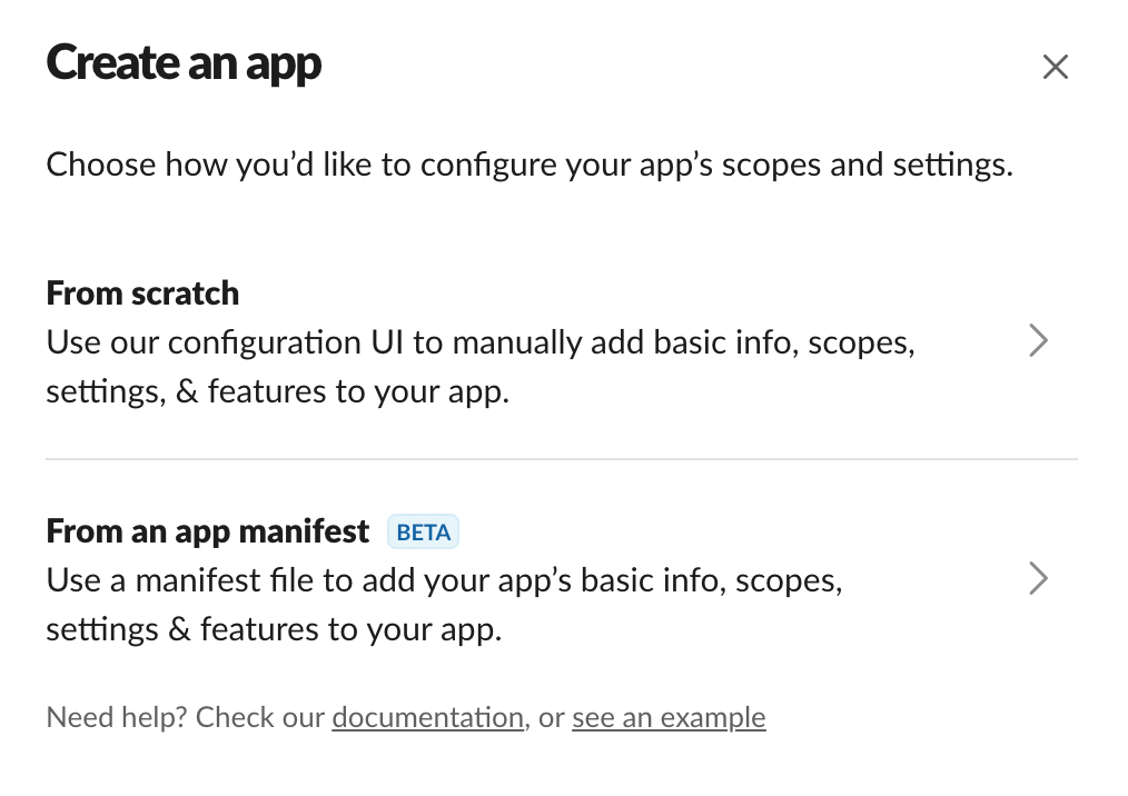 Choose Slack App Manifest