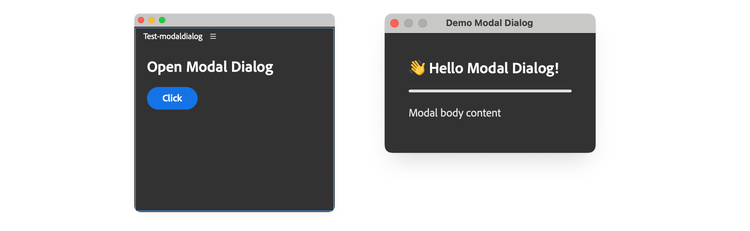 Panels with Modal Dialogs