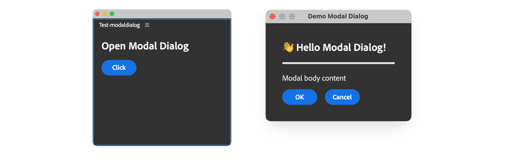 A modal dialog with OK and Cancel actions
