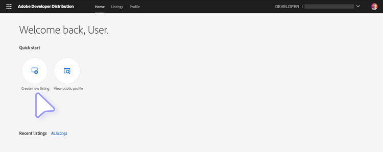 Developer Distribution - create new listing