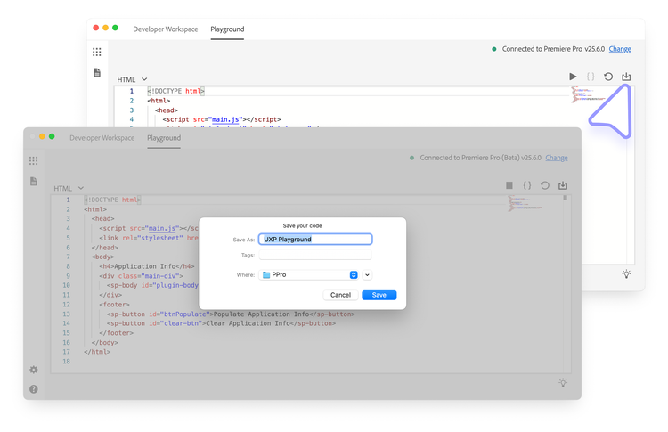 Exporting a project from the UDT Playground