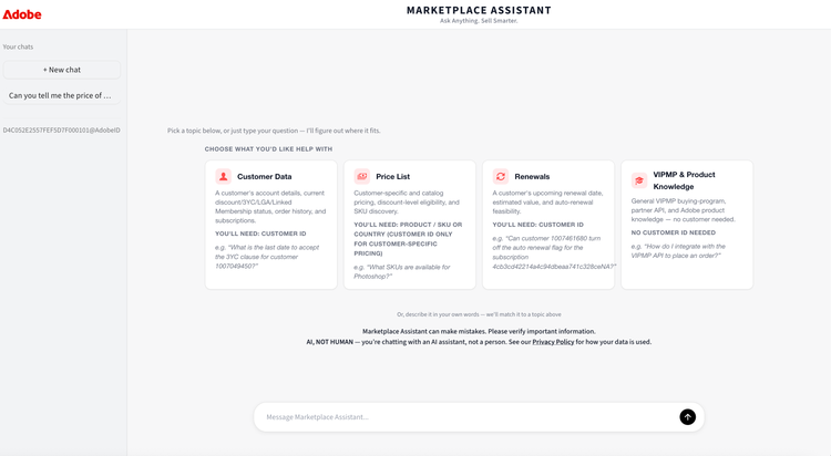 Marketplace asisstant home page