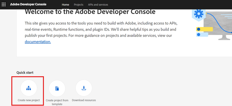 Create new project option
