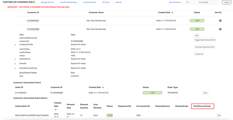 Flex Discount details in Subscription details