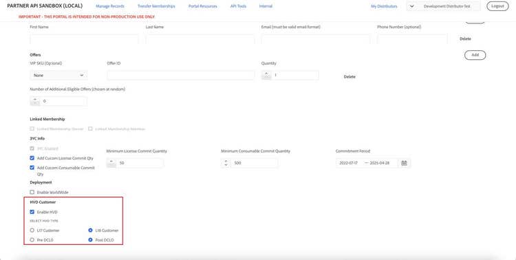 Custom create with HVD options