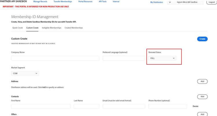 View renewal status in custom create